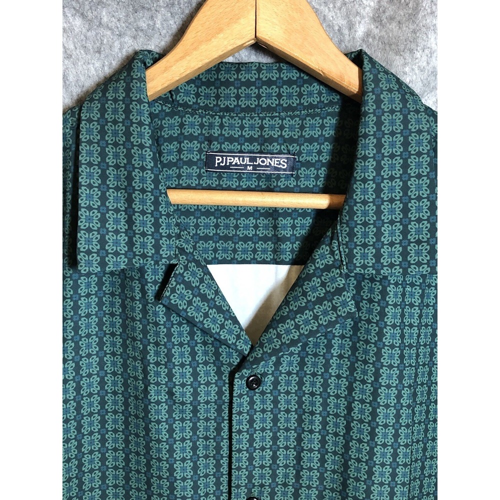 Paul Jones Shirt Mens Medium Green Floral Performance Comfort Career Casual